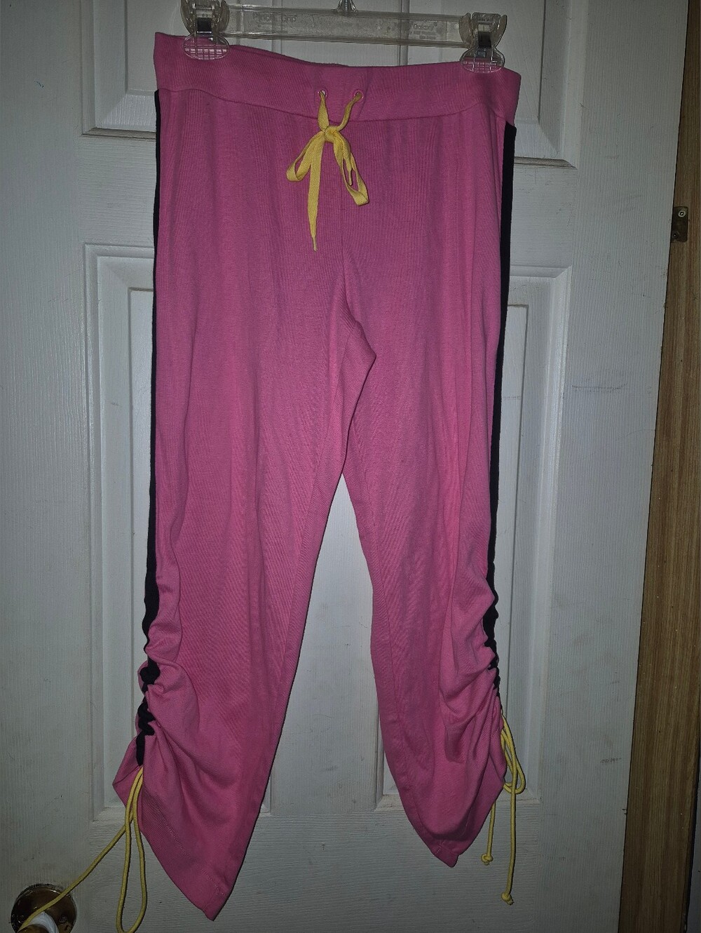 Victoria's Secret Pink Jogger Pants with Black Side Panels & Yellow Drawstrings